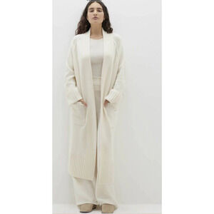 Naked Cashmere Tilyn Ecru Cream Longline Duster Cardigan Pockets Thick Cashmere